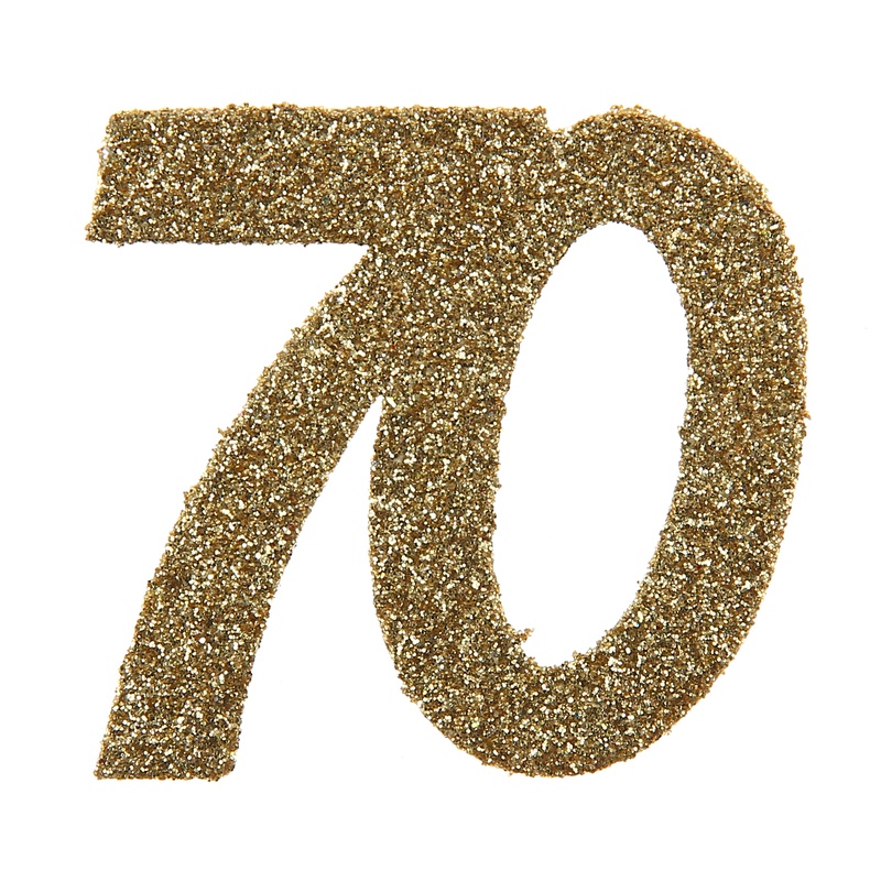 70 Års Bordtal Guld - 6 stk (6,5 x 7,5 cm) | 70 år Centerpieces - Temashop