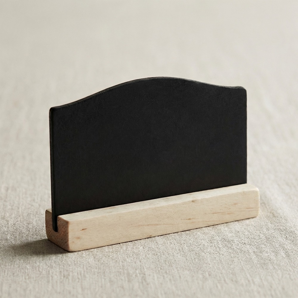 Træ Tavle Bordkort Sort/Natur - 4 sæt (7,6 x 5,5 cm) - Temashop