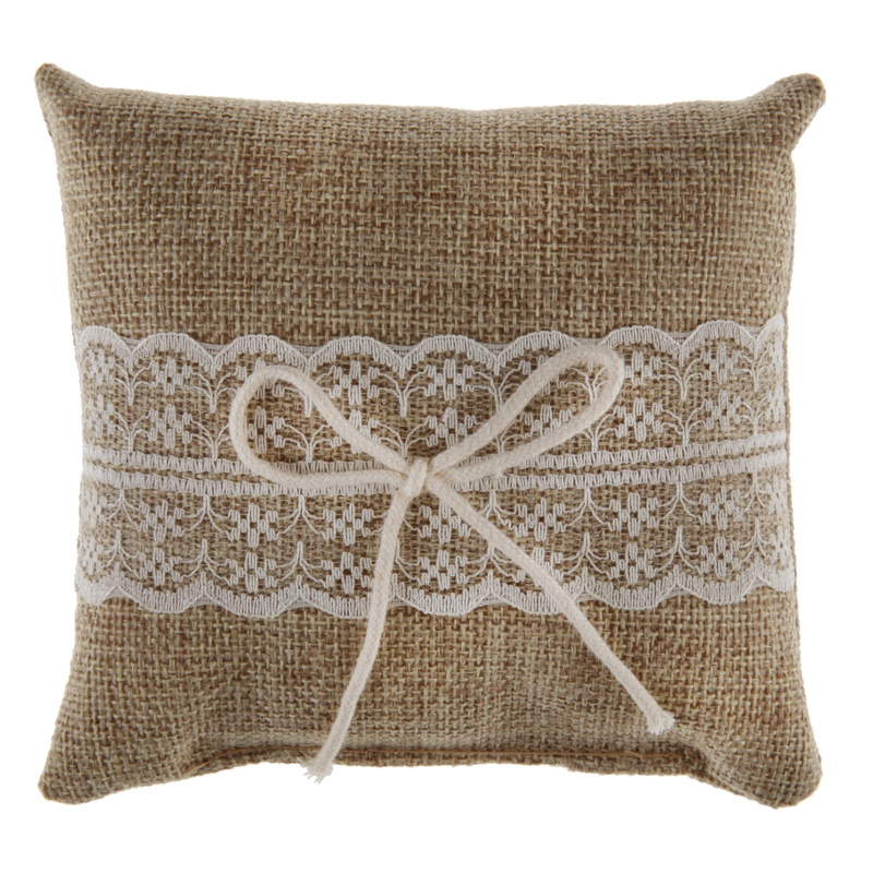 Jute Blonde Ringpude - 1 stk (12 x 12 cm) | Bryllup Ringbærerpude - Temashop