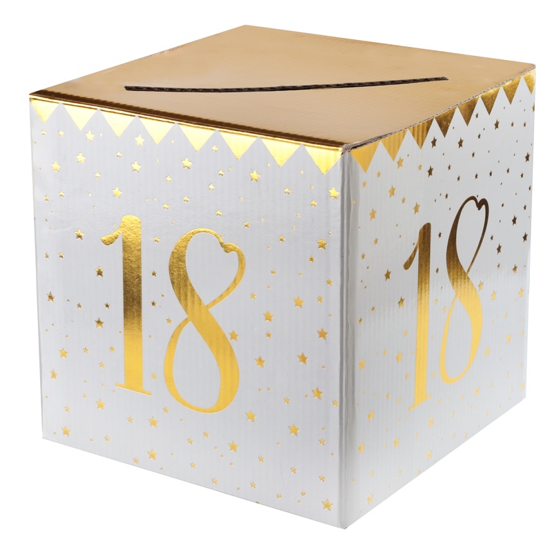 18 Års Pengeæske Guld - 1 stk (20 x 20 x 20 cm) | 18 år Æsker - Temashop