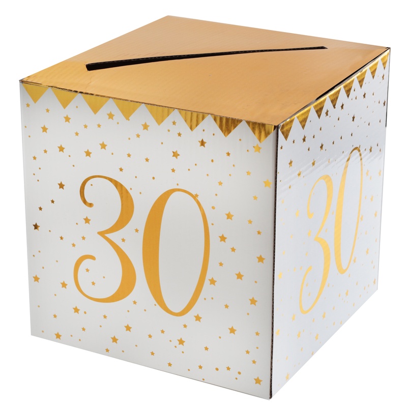 30 Års Pengeæske Guld - 1 stk (20 x 20 x 20 cm) | 30 år Æsker - Temashop