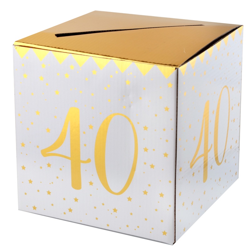 40 Års Pengeæske Guld - 1 stk (20 x 20 x 20 cm) | 40 år Æsker - Temashop