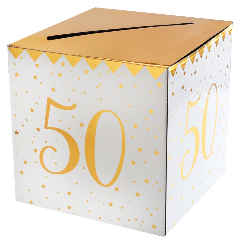 50 Års Pengeæske Guld - 1 stk (20 x 20 x 20 cm) | 50 år Æsker - Temashop