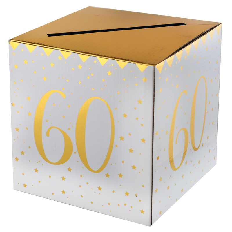 60 Års Pengeæske Guld - 1 stk (20 x 20 x 20 cm) | 60 år Æsker - Temashop