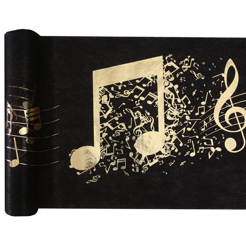 Musik Bordløber Guld/Sort - 1 rulle (30 cm x 5 m) | Musik Bordløber - Temashop