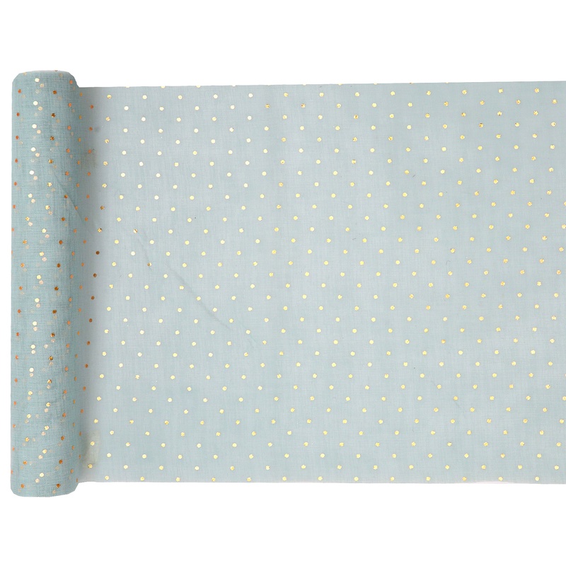 Guldprikket Bordløber Lyseblå - 1 rulle (26 cm x 3 m) | Lyseblåt Tema Bordløber - Temashop