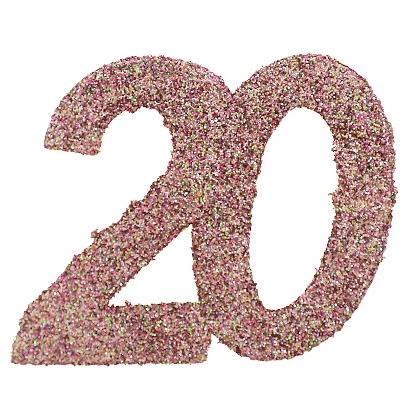 20 Års Bordtal Rosaguld - 6 stk (6 x 6 cm) | 20 år Centerpieces - Temashop