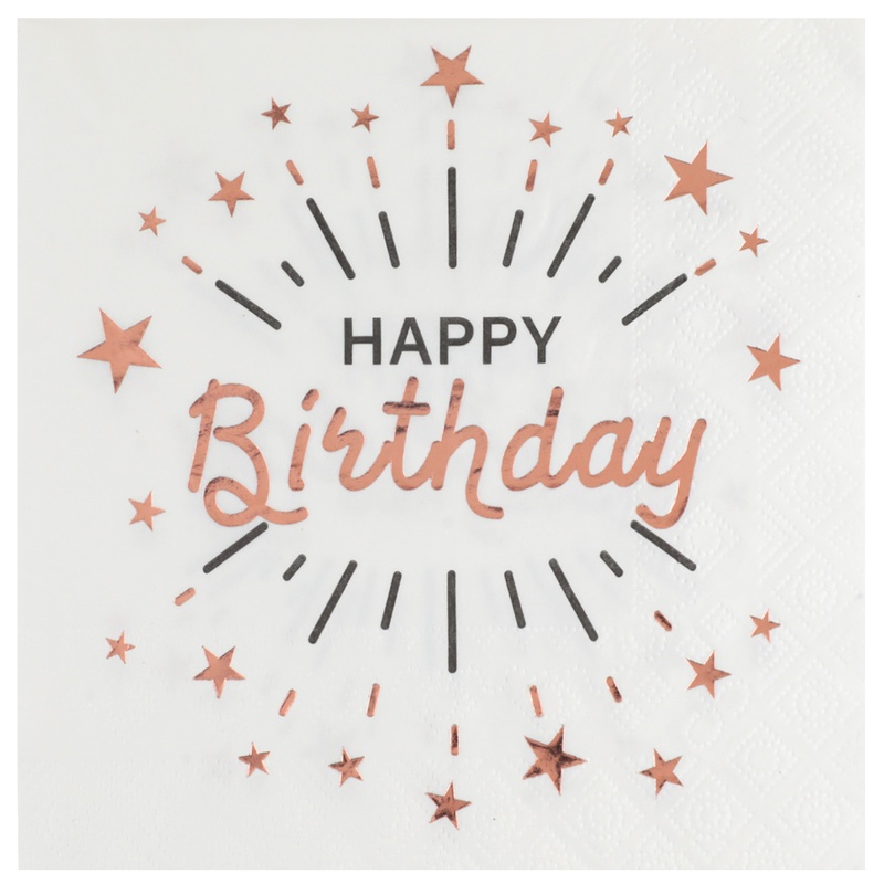 Happy Birthday Servietter Rosaguld