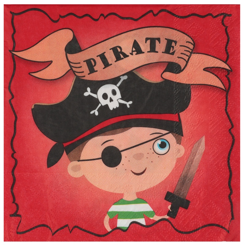 Pirat Servietter Rød - 20 stk (33 x 33 cm) | Pirat Servietter - Temashop
