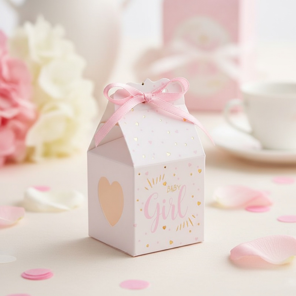 Baby Girl Gaveæsker Lyserød - 6 stk (4 x 4 x 4 cm) | Gender Reveal Æsker - Temashop