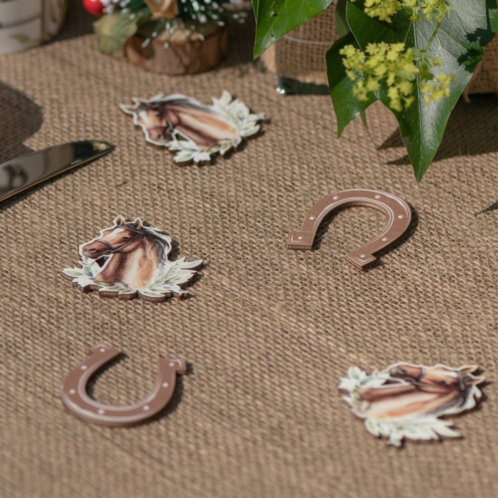 Hest & Hestesko Dekorationer - 2 stk (4 x 4,5 cm) | Hest Centerpieces - Temashop