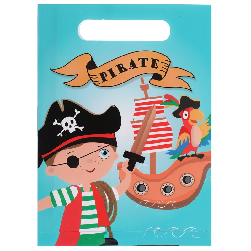 Piratskib Poser Lyseblå - 10 stk (16,5 x 23 cm) | Pirat Poser / Goodiebags - Temashop