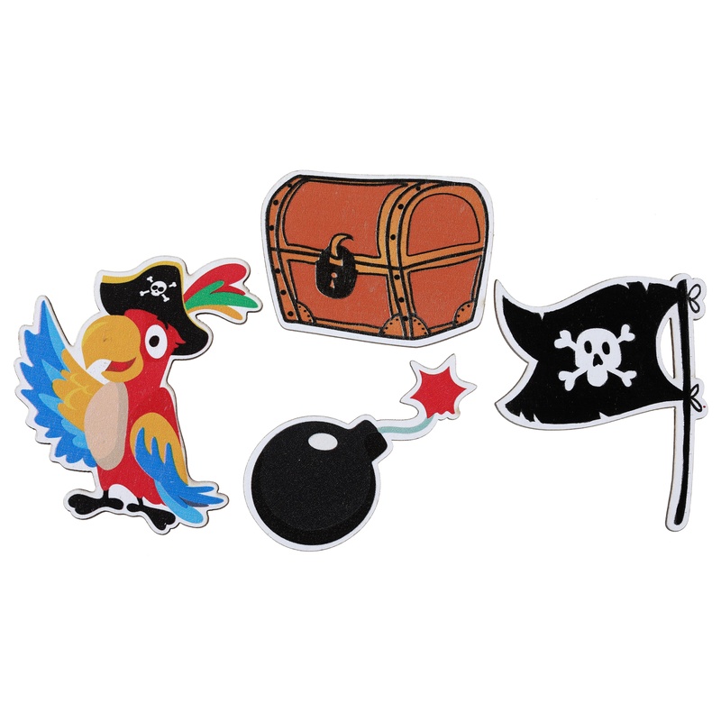 Pirat Træ Bordpynt Figurer - 10 stk (5 x 6 & 2,5 x 5,5 cm) | Pirat Cutouts - Temashop