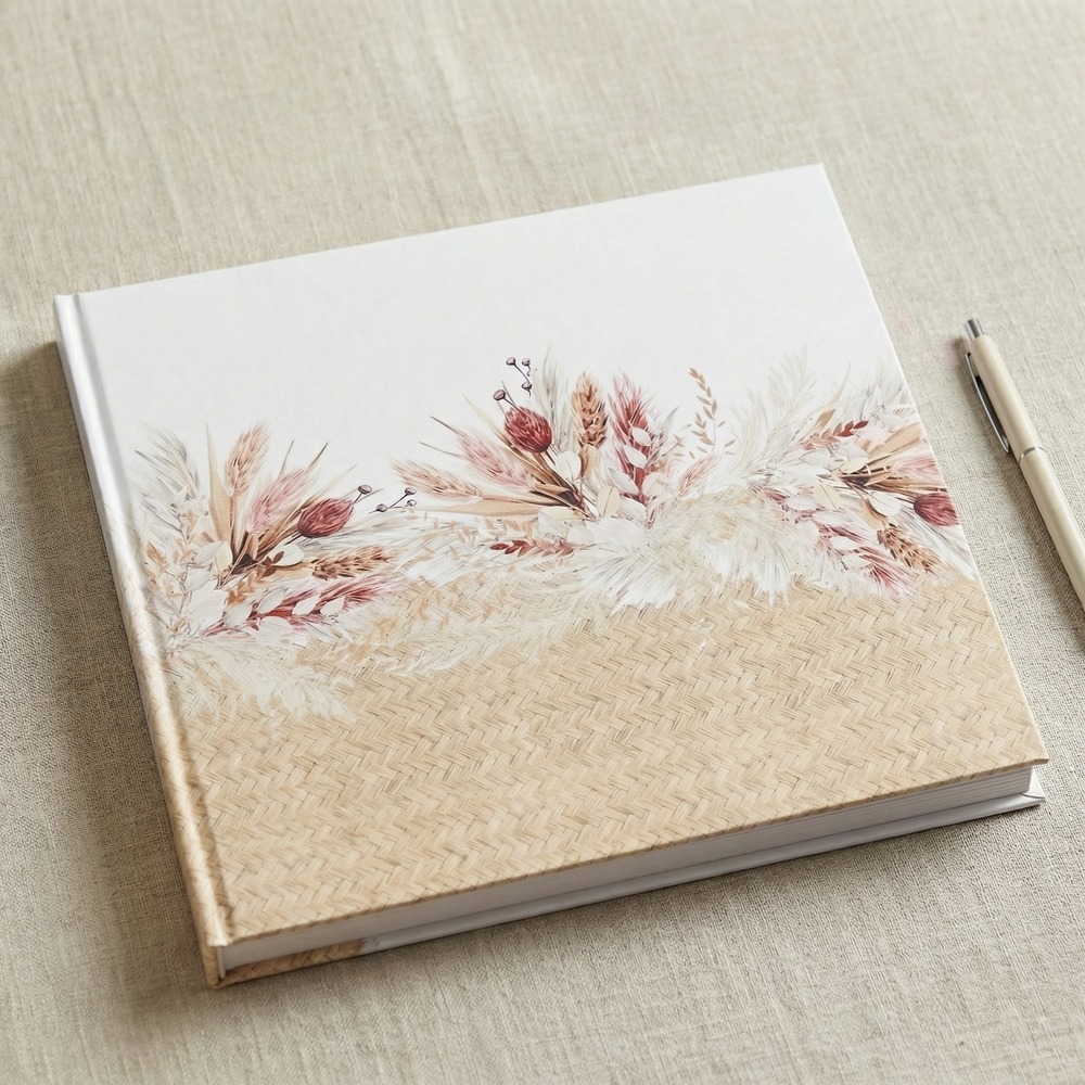 Naturblomster Gæstebog - 1 stk (24 x 24 cm) | Blomst Gæstebøger - Temashop