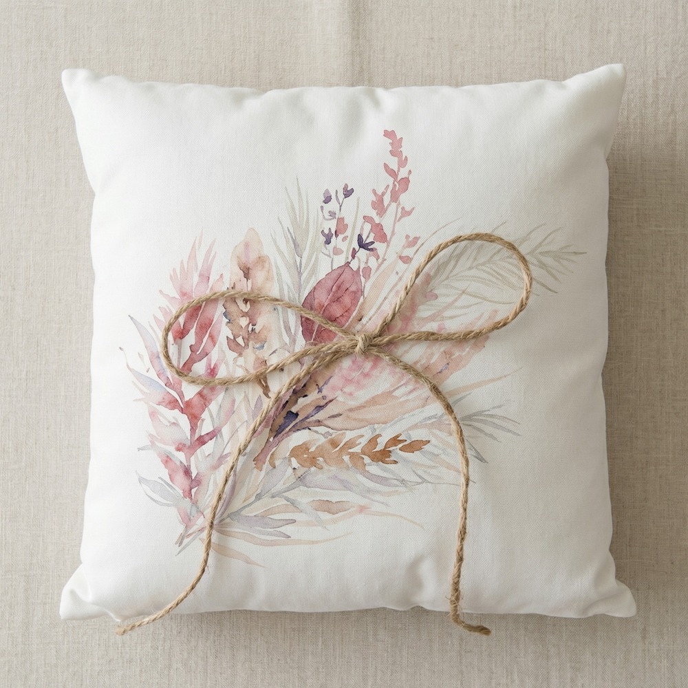 Naturblomster Ringpude - 1 stk (18 x 18 cm) | Bryllup Ringbærerpude - Temashop