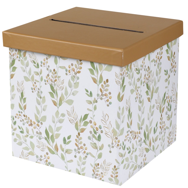 Bladmotiv Bryllups Pengeæske - 1 stk (20 x 20 x 20 cm) | Bryllup Æsker - Temashop