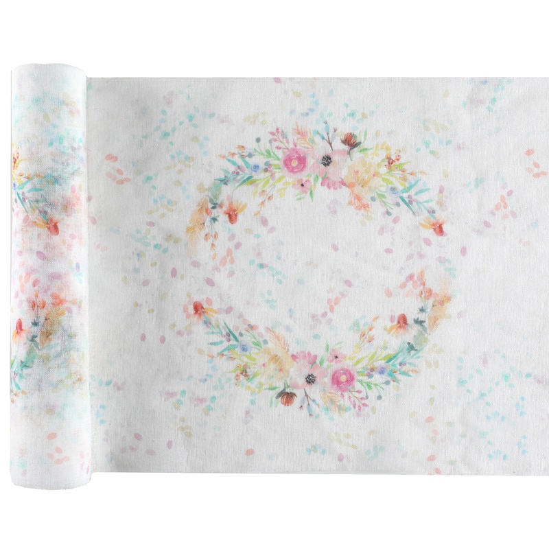 Floral Bryllup Bordløber - 1 rulle (26 cm x 3 m) | Bryllup Bordløber - Temashop