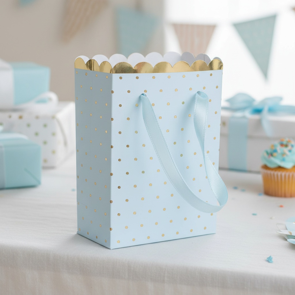 Guldprikkede Gaveposer Lyseblå