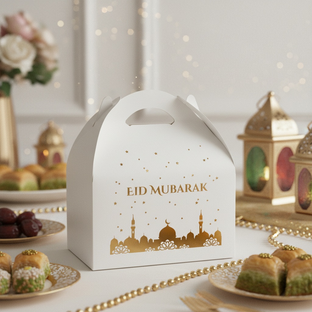 Eid Mubarak Kageæsker - 4 stk (18 x 10 x 10 cm) | Eid Poser / Goodiebags - Temashop