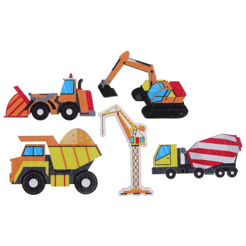 Byggeplads Bordpynt Figurer - 10 stk (6 x 4 cm & 4 x 6 cm) | Bygmester Cutouts - Temashop