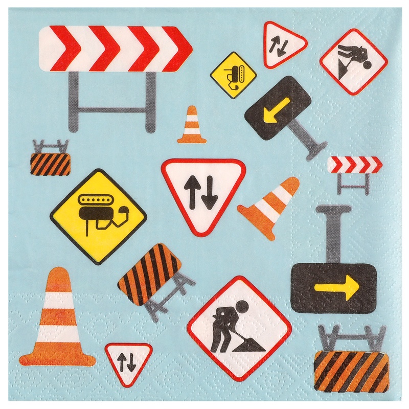 Byggeplads Servietter Lyseblå - 20 stk (33 x 33 cm) | Bygmester Servietter - Temashop
