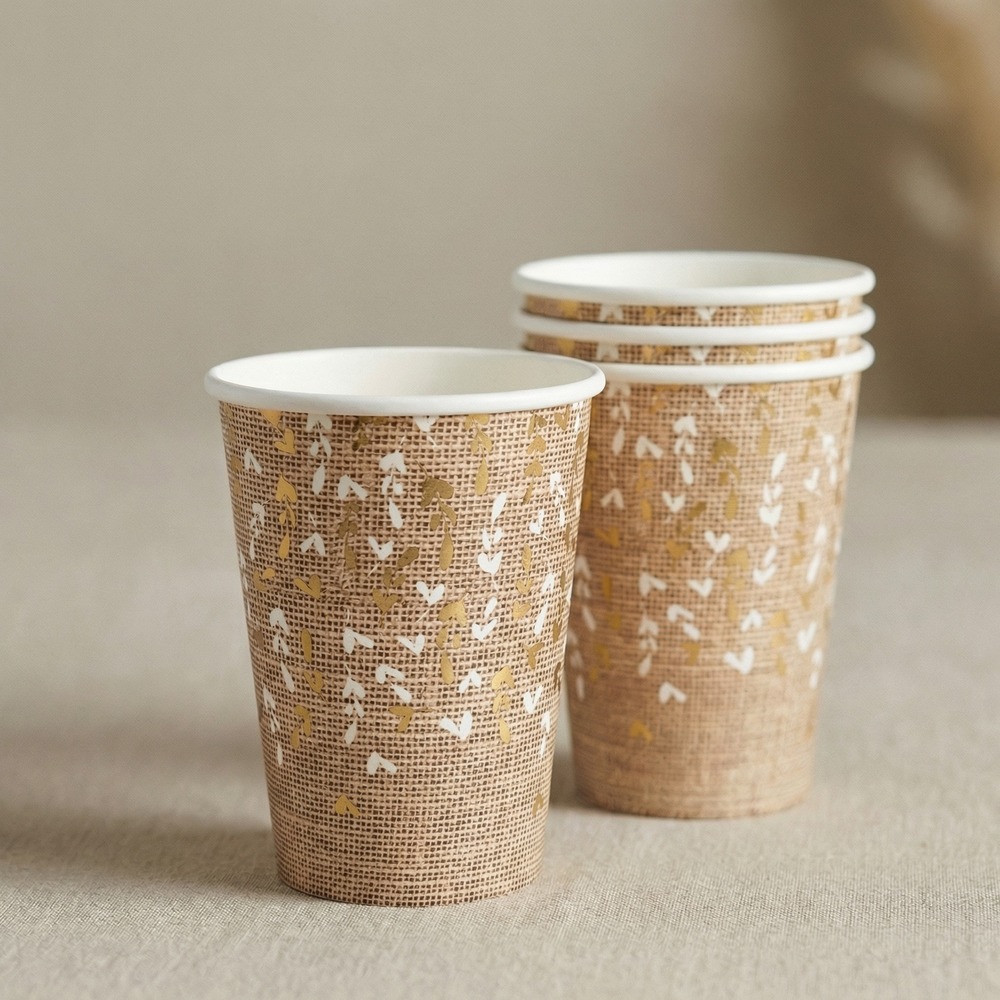 Natur Papkrus Beige - 10 stk (270 ml) | Bryllup Krus - Temashop