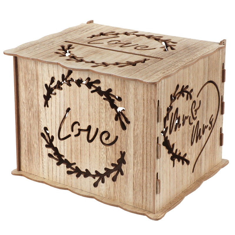 Love Bryllups Gaveæske Rustik - 1 stk (30 x 24 x 22 cm) | Bryllup Æsker - Temashop