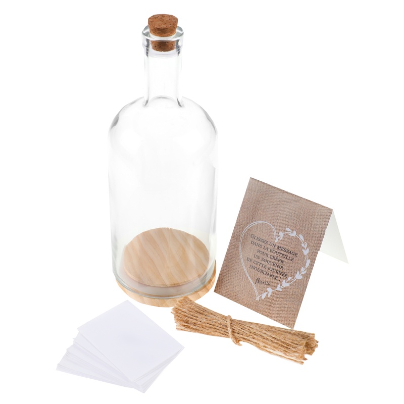 Bryllup Ønskeflaske Gæstebog - 1 sæt (Ø 8,5 x 23,5 cm) | Bryllup Gæstebøger - Temashop