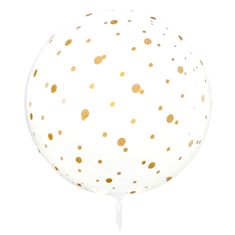 Guldprikkede Plast Balloner - 1 stk (60 x 60 cm) | Guld tema Konfettiballoner - Temashop