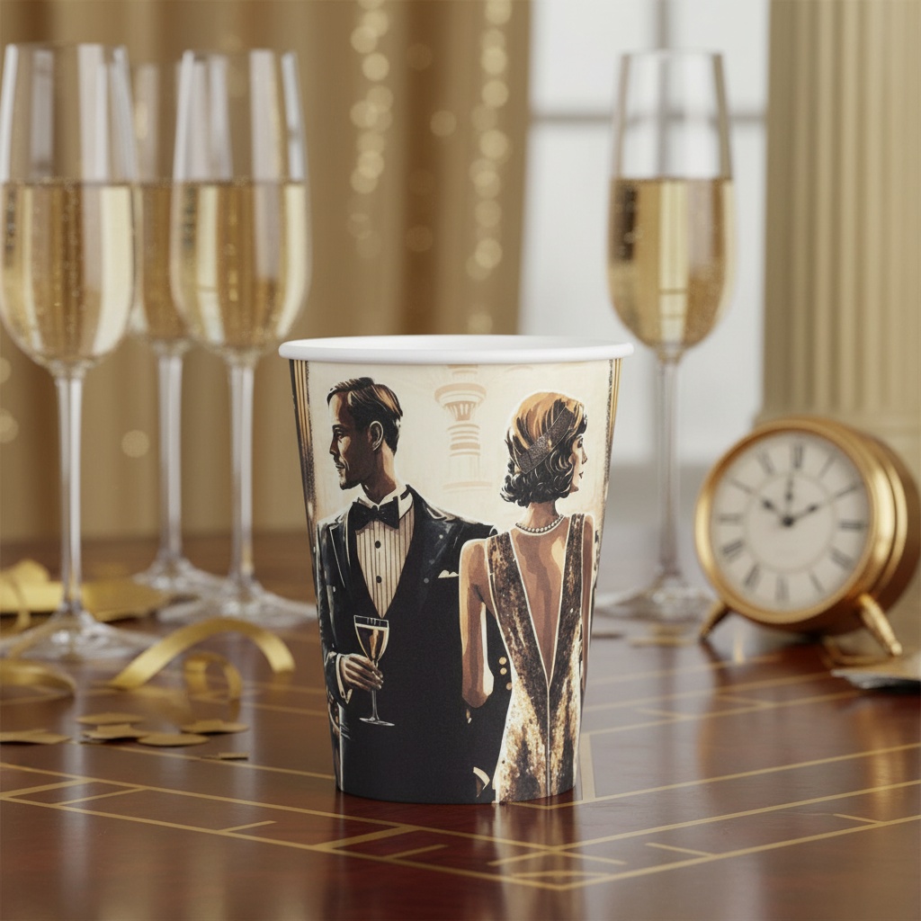 Gatsby Party Papkrus - 10 stk (270 ml) | 20'erne Gangster Krus - Temashop
