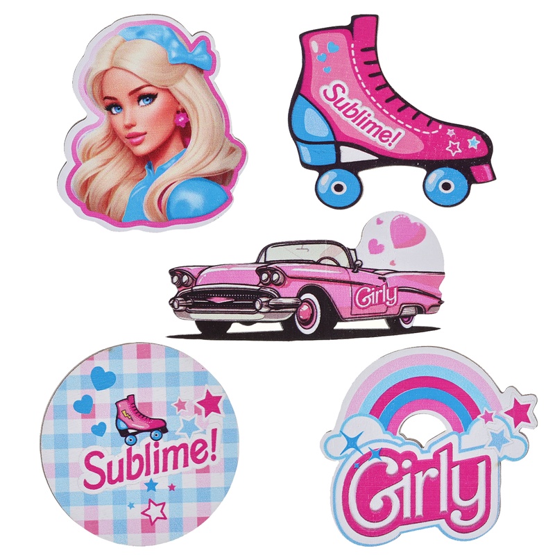 Girly Bordpynt - 10 stk (5,5 x 4,5 cm & 6,5 x 3 cm) | Barbie Cutouts - Temashop