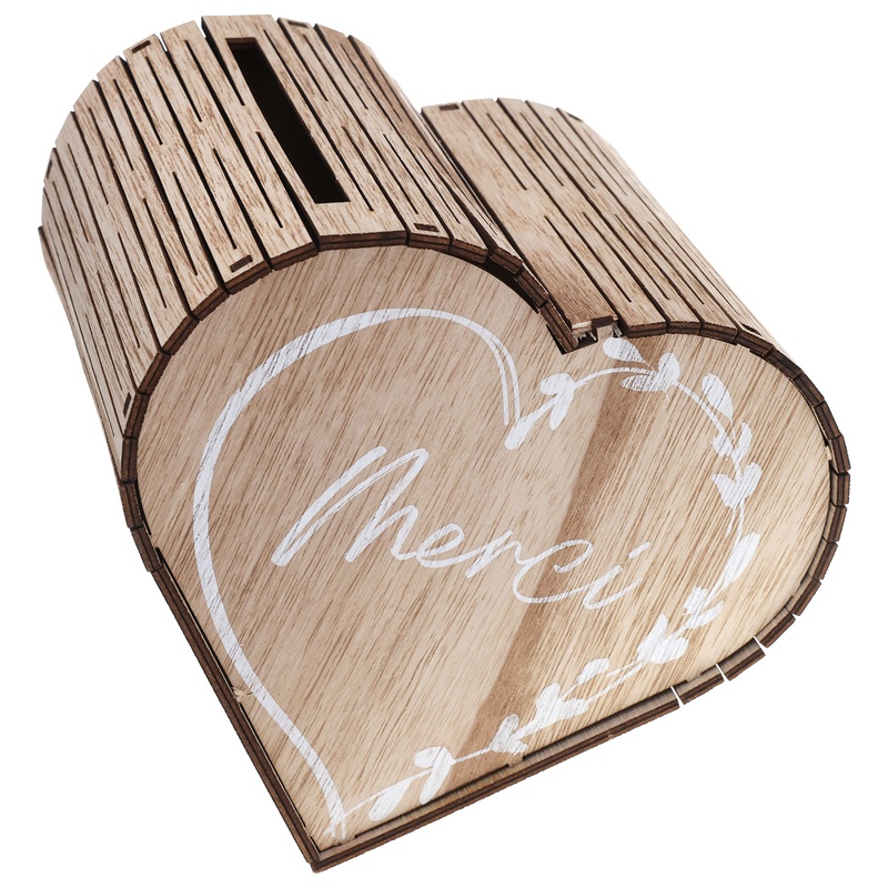 Hjerteformet Træ Bryllupsskrin - 1 stk (24 x 24 x 15 cm) | Bryllup Æsker - Temashop