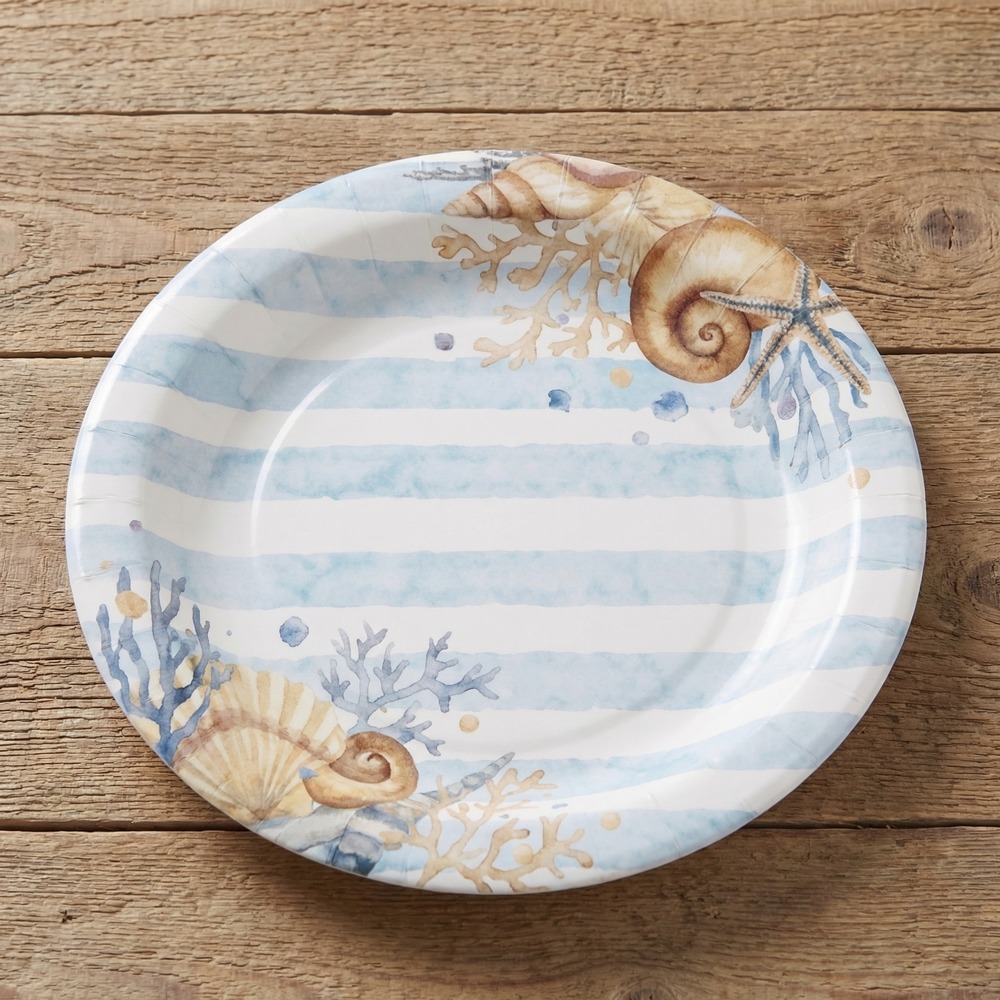 Maritime Paptallerkener - 10 stk (Ø 22,5 cm) | Maritimt Tallerkner - Temashop