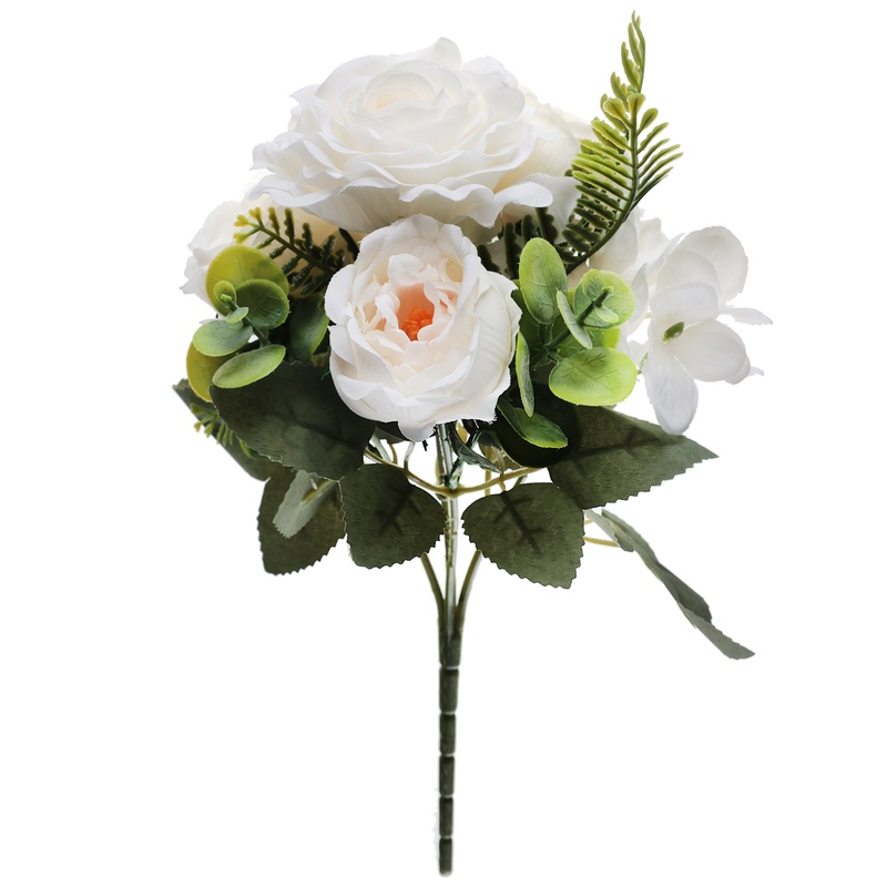 Kunstig Pæon Blomsterbuket Hvid - 1 stk (23 x 31 cm) | Blomst Kunstige blomster - Temashop