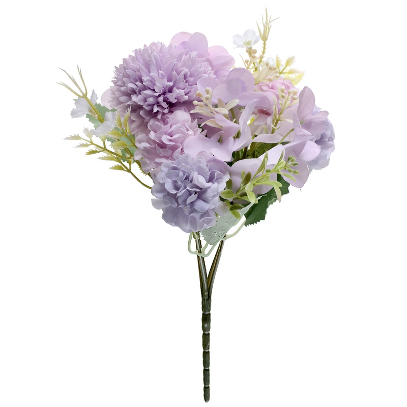 Kunstig Krysantemum Blomsterbuket Lilla - 1 stk (23 x 31 cm) | Blomst Kunstige blomster - Temashop