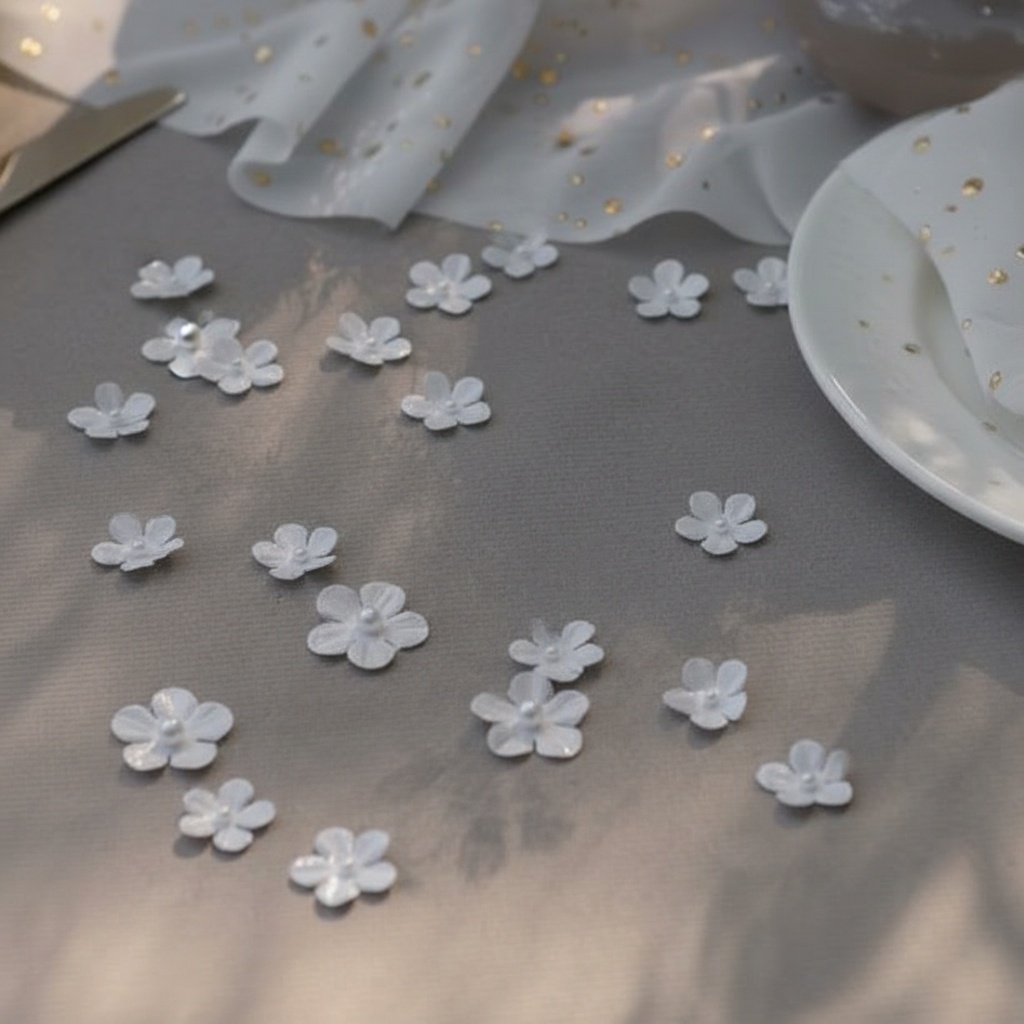 Blomsterkonfetti Hvid - 40 stk (2,3 x 2,1 & 1,5 x 1,6 cm) | Blomst Kunstige blomster - Temashop
