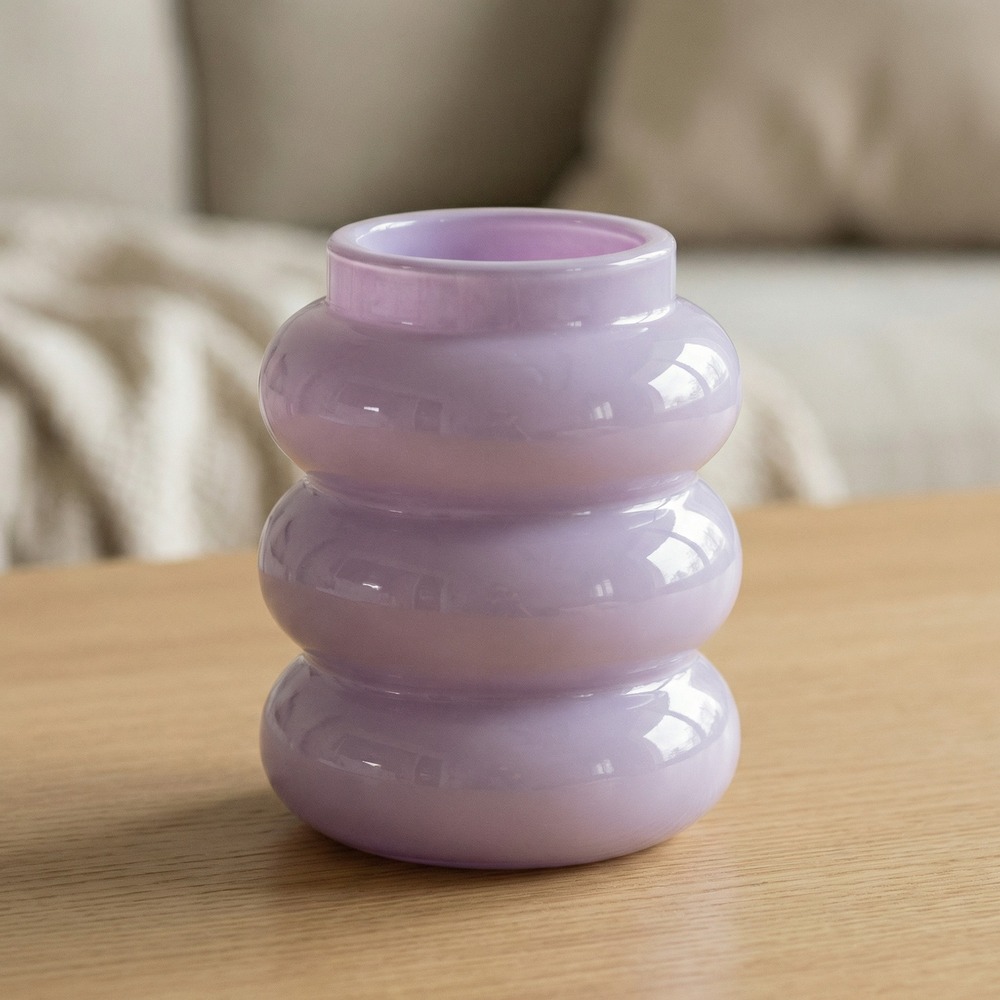 Bølget Vase Lilla - 1 stk (6 x 8,5 cm) | Lilla tema Vase - Temashop