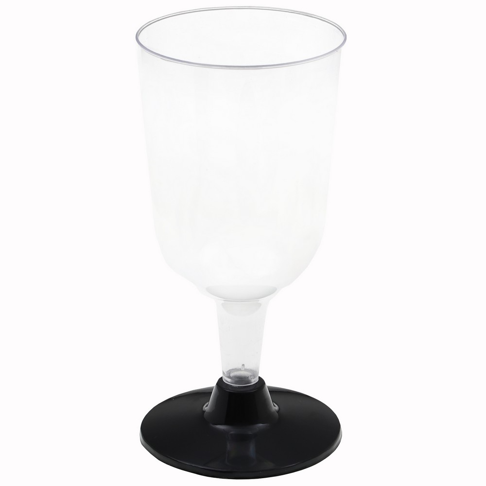 Plast Vinglas Sort - 6 stk (Ø 6,3 x 13,6 cm / 207 ml) | Sort tema Glas - Temashop