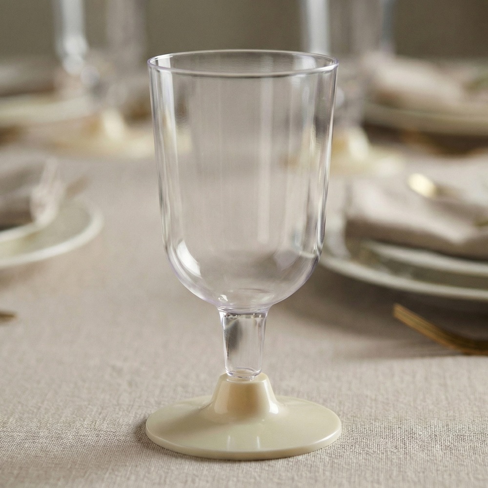 Plast Vinglas Elfenben - 6 stk (Ø 6,3 x 13,6 cm / 207 ml) | Drinks Glas - Temashop
