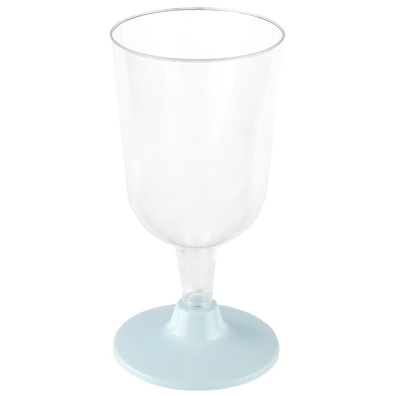 Plast Vinglas Lyseblå Fod - 6 stk (207 ml) | Lyseblåt Tema Glas - Temashop