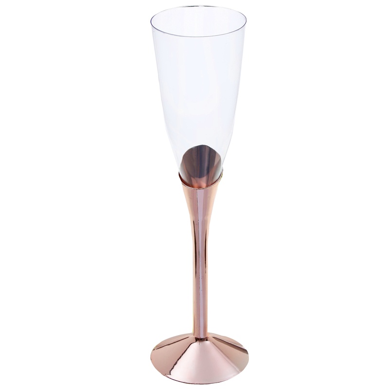 Flute Skrå Champagneglas Rosaguld - 6 stk (139 ml) | Rosaguld tema Glas - Temashop