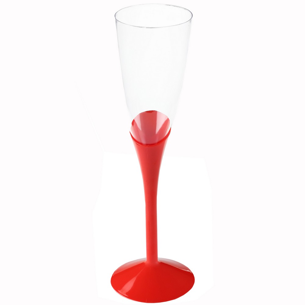 Flute Plast Champagneglas Rød