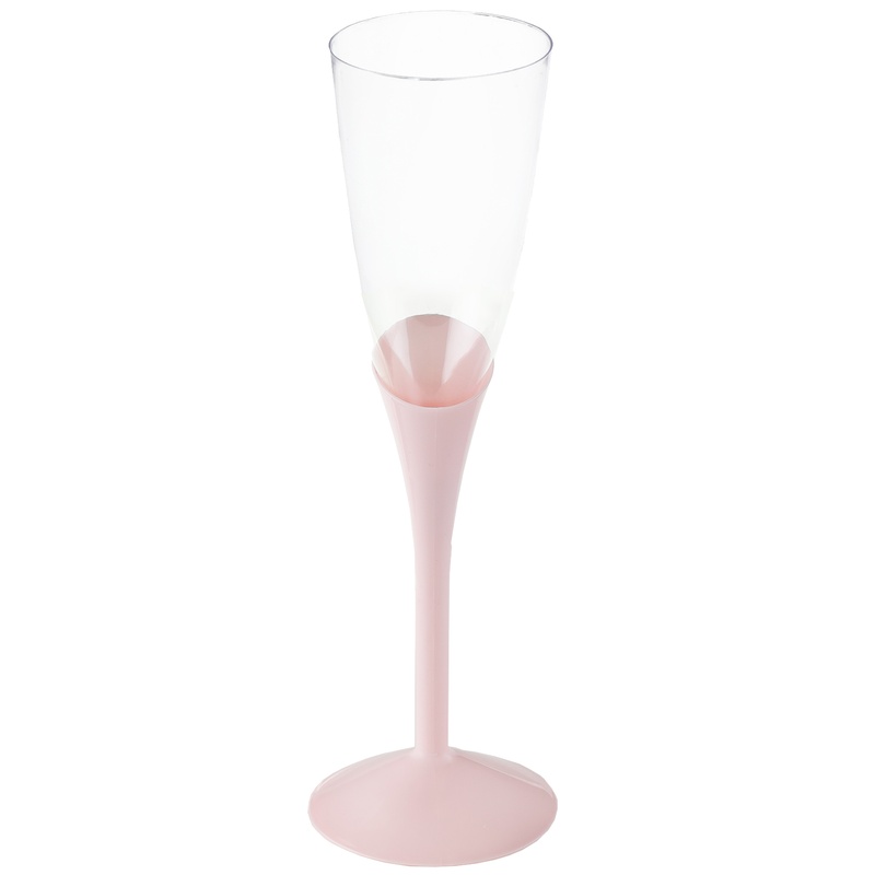 Flute Skrå Champagneglas Lyserød - 6 stk (139 ml) | Lyserødt Tema Glas - Temashop