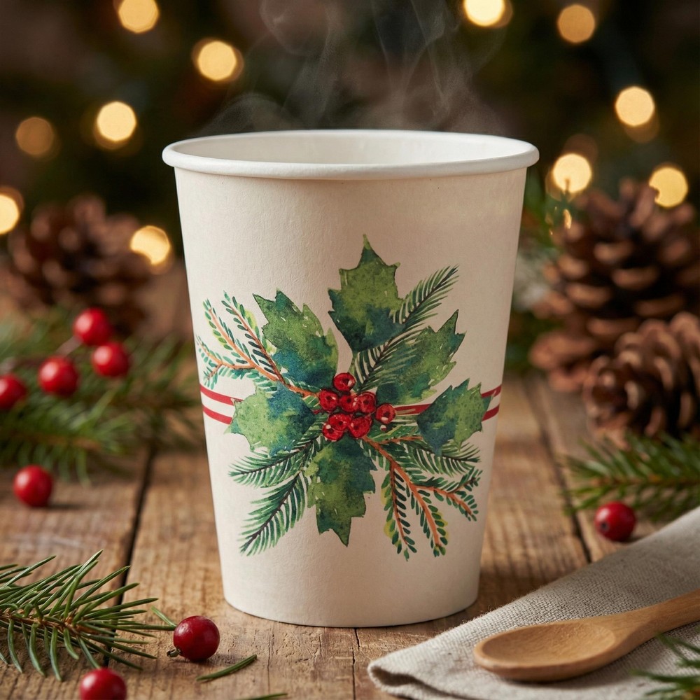 Kristtjørn Jule Papkrus - 10 stk (270 ml) | Julefrokost Krus - Temashop