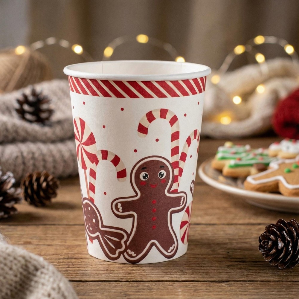 Peberkagemand Jule Papkrus - 10 stk (270 ml) | Ginger Bread Krus - Temashop