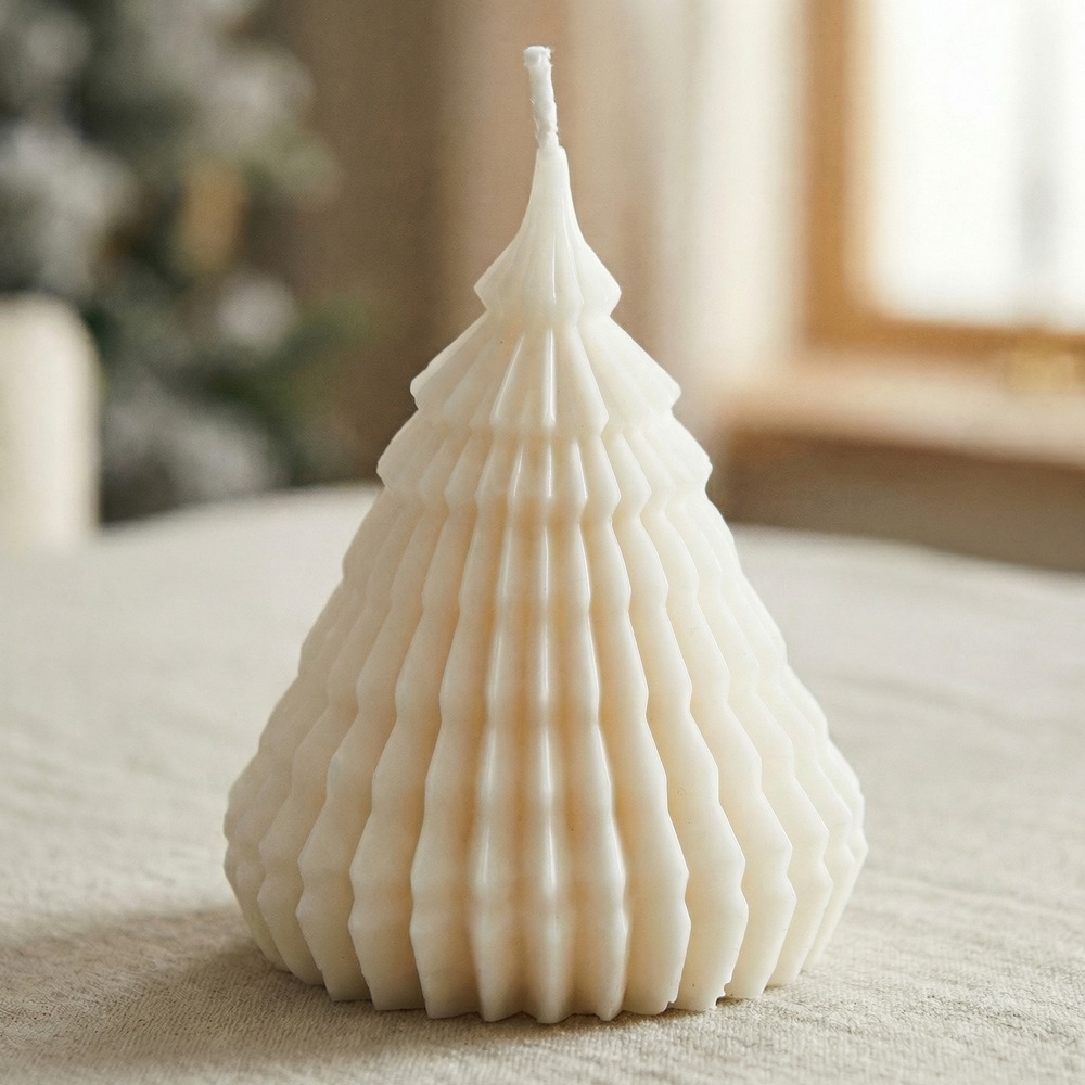 Origami Juletræ Lys Hvid - 1 stk (7 x 12 cm) | Juletræ Lys / lysestager - Temashop