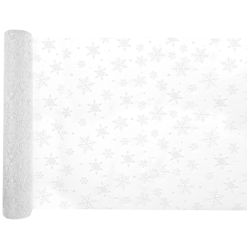 Snefnug Bordløber Hvid - 1 rulle (27 x 500 cm) | Julefrokost Bordløber - Temashop
