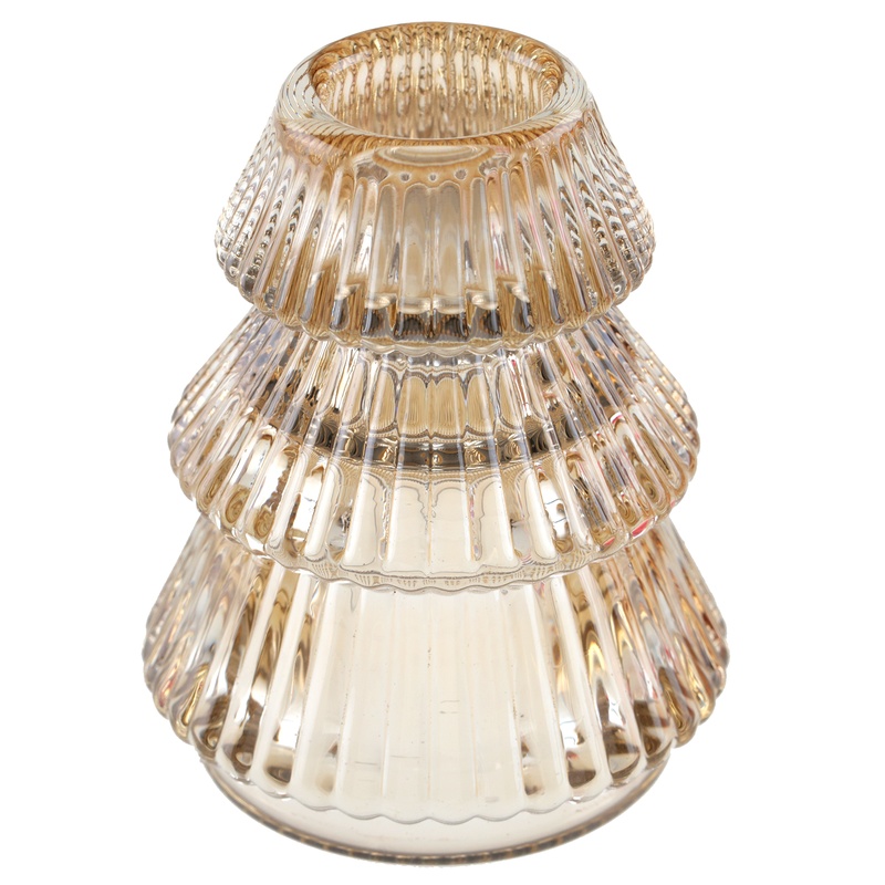 Juletræs Glas Lysestage Guld - 1 stk (6 x 7,5 cm) | Juletræ Lysestager - Temashop