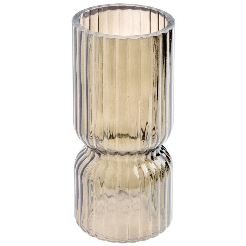 Rillet Glasvase Guld - 1 stk (7 x 16 cm) | Guld tema Vase - Temashop