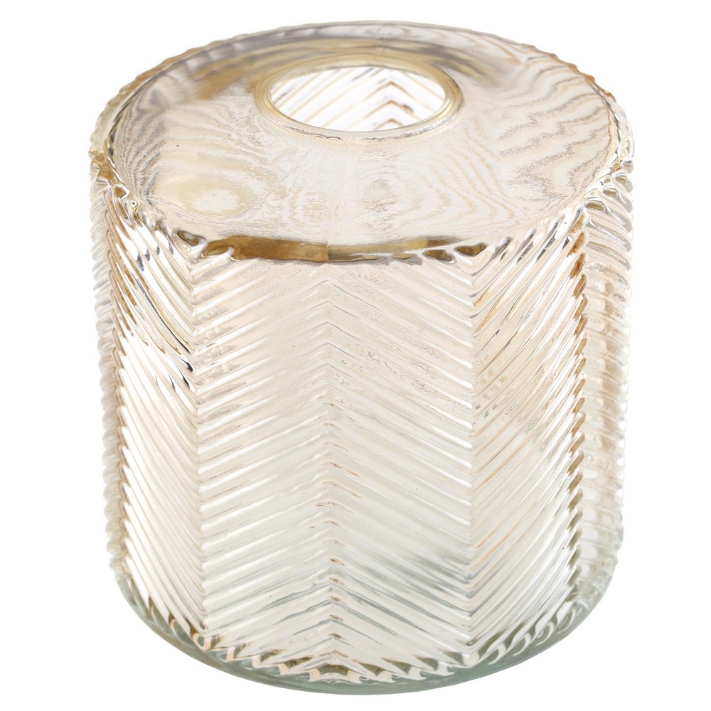 Chevron Geometrisk Glasvase Guld - 1 stk (Ø 10,5 x 10 cm) | Guld tema Vase - Temashop